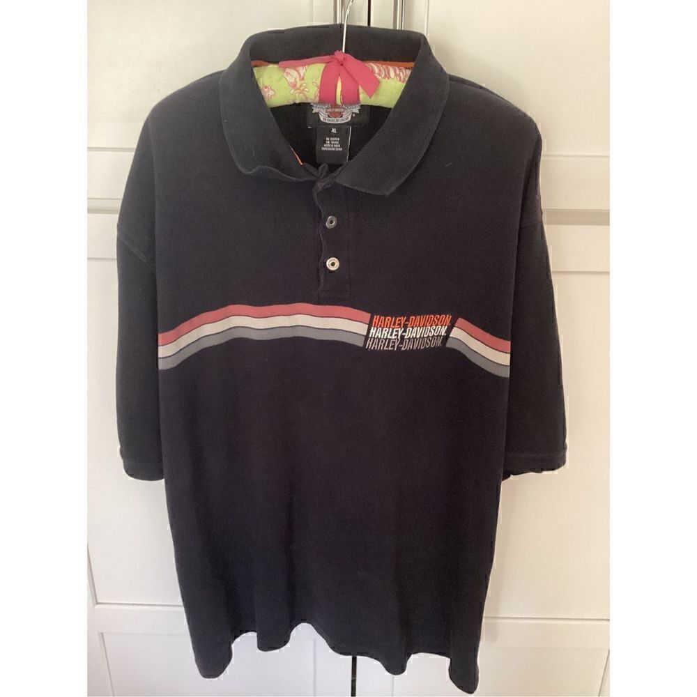 Harley Davidson Mens Black Polo Shirt Sz XL Moyer Clothes Hog